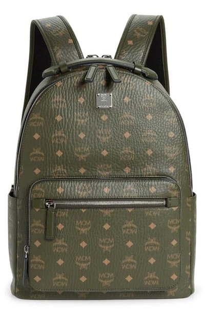 Mcm Stark 40 Visetos Backpack In Sea Turtle