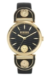 Versus Iseo Leather Strap Watch, 36mm In Ip Yellow Gold