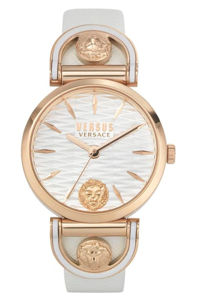 Versus Iseo Leather Strap Watch, 36mm In Ip Rose Gold