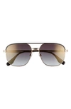 Marc Jacobs 58mm Gradient Aviator Sunglasses In Gold Black/ Grey Gold Grad