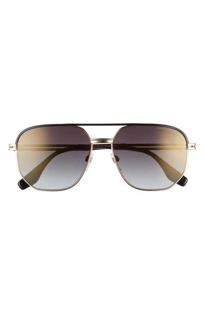 Marc Jacobs 58mm Gradient Aviator Sunglasses In Gold Black/ Grey Gold Grad