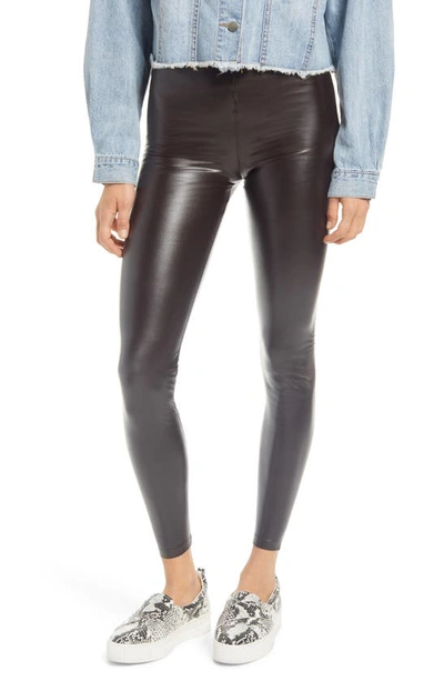 Hue Faux Leather High Waist Leggings In Black