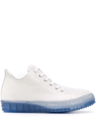 Rick Owens High Top Transparent Sole Sneakers In White