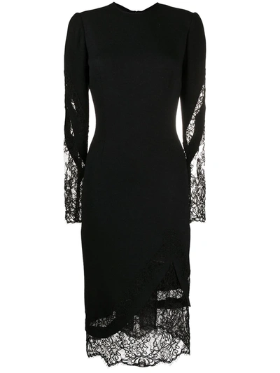 Ermanno Scervino Lace Panelled Midi Dress In Black