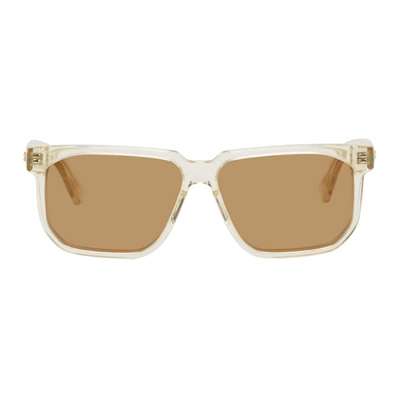 Bottega Veneta Transparent Acetate Rectangular Sunglasses In 003 Ivory Ivory Grey