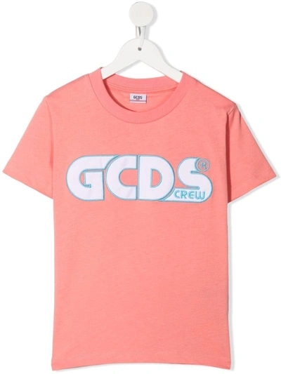 Gcds Teen Logo-print Short-sleeved T-shirt In Pink
