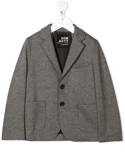 Paolo Pecora Kids' Houndstooth Print Blazer In Grey