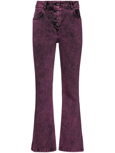 Eckhaus Latta Acid Wash Kick Flare Jeans In Berry Acid