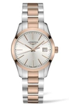 Longines Conquest Classic Bracelet Watch, 34mm In Silver/rose Gold
