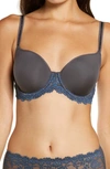 Wacoal Embrace Lace Underwire Molded Cup Bra In Nine Iron/ensign Blue