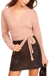Reformation Cashmere Wrap Sweater In Blush