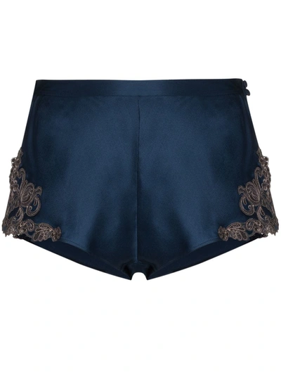 La Perla Maison Lace-trimmed Sleep Shorts In Blue