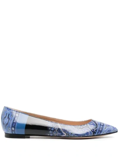 Etro Exclusive To Mytheresa X Gianvito Rossi Paisley Ballet Flats In Blue