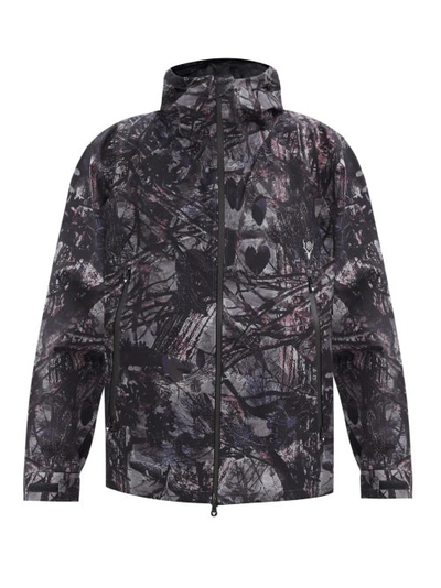 South2 West8 Hooded Camouflage-print Cotton Windbreaker Jacket In Black