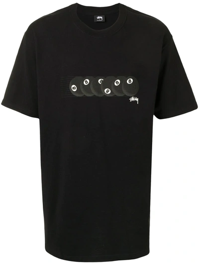 Stussy Rollin'-print Cotton T-shirt In Black