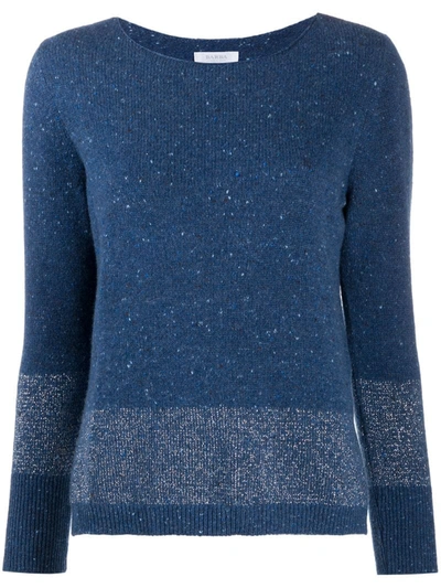 Barba Round Neck Fleck Jumper In Blue