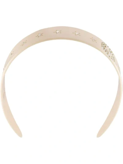 Gucci Off-white Crystal Interlocking G Headband In Undefined