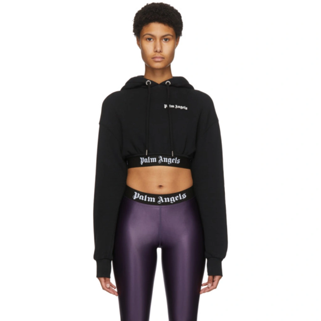 Palm Angels Black New Basic Cropped Hoodie | ModeSens