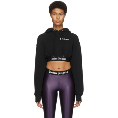 Palm Angels Black New Basic Cropped Hoodie