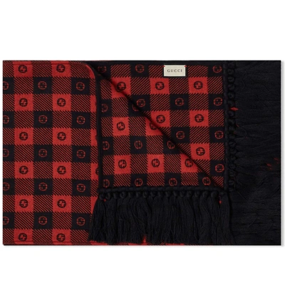 Gucci Gg Jacquard Check Scarf In Red