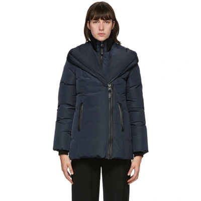 Mackage Adali Hooded Water Repellent Down Jacket In Navy