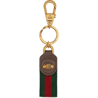 Gucci Green & Red Ophidia Keychain In 8290 Ottone