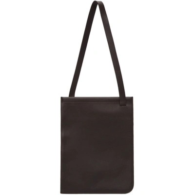 Lemaire Brown Nappa Leather Tote In 481 Midnigh