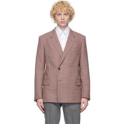 Dunhill Red Wool Houndstooth Blazer In 620 Red