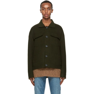 Acne Studios Green Wool Twill Jacket In Hunter Gree