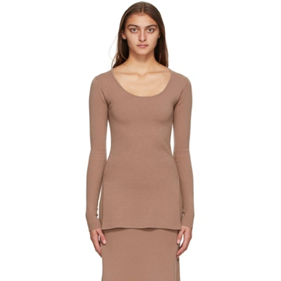Totême Moro Stretch Wool Vented Tunic Top In Camel