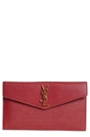 Saint Laurent Uptown Calfskin Leather Envelope Clutch In Opyum Red