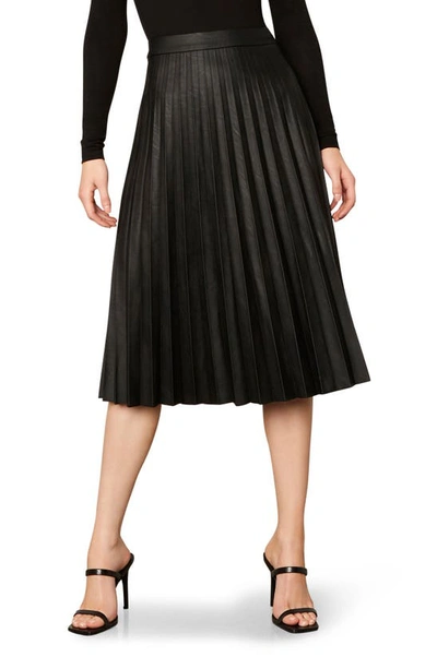 Cupcakes And Cashmere Carole Pleated Faux Leather Skirt In Black