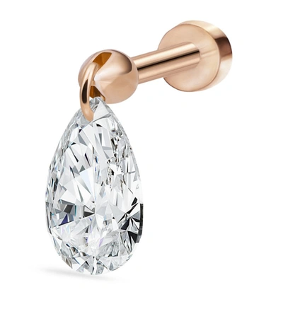 Maria Tash Rose Gold Floating Pear Diamond Charm Threaded Stud Earring (6mm)