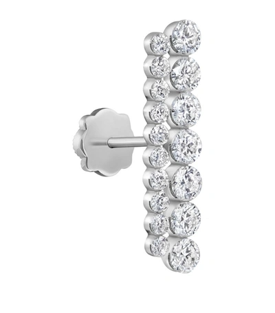 Maria Tash White Gold Invisible Set Diamond Apsara Bar Threaded Stud Earring (18mm)