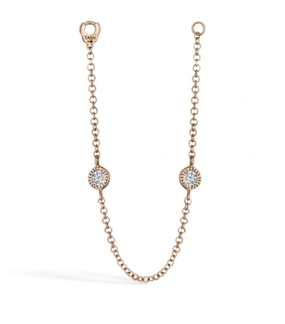 Maria Tash Long Double Scalloped Set Diamond Chain Connecting Charm In Rose Gold