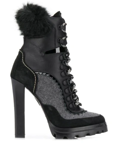 Dsquared2 Panelled Lace-up Ankle Boots In Black
