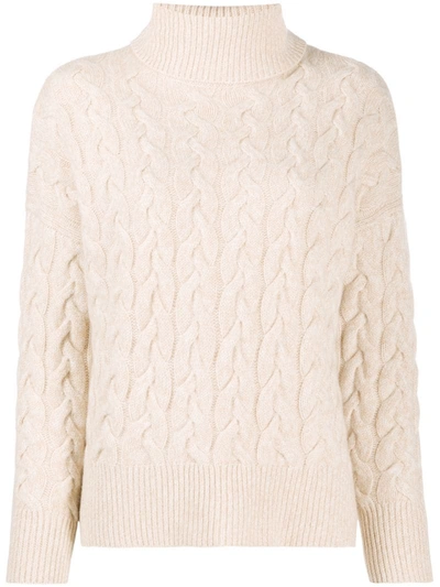 N•peal Chunky Cable Knit Sweater In Neutrals