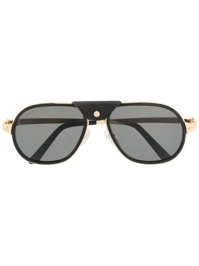 Cartier Santos De  Aviator-frame Sunglasses In Black