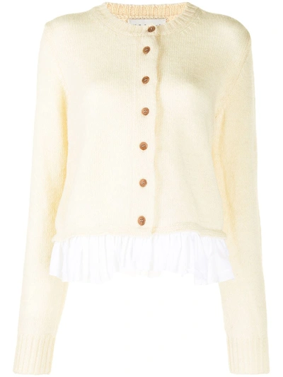 Molly Goddard Giuseppe Ruffled Poplin-trimmed Wool Cardigan In Beige