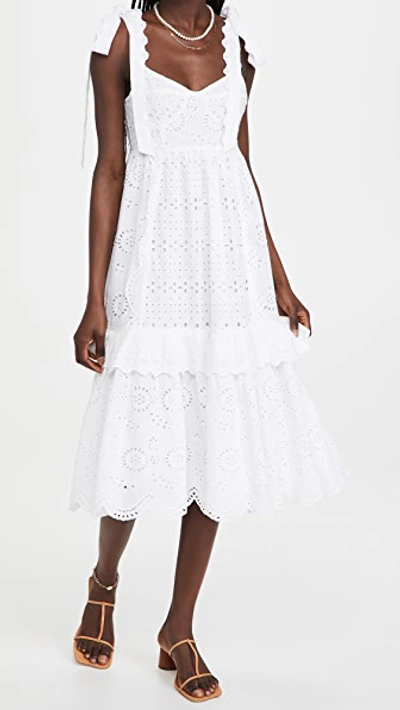 Loveshackfancy Antonella Tiered Broderie Anglaise Cotton Midi Dress In White