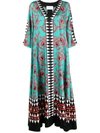 La Doublej Cartwheel Silk Twill Muumuu Dress In Cartwhel