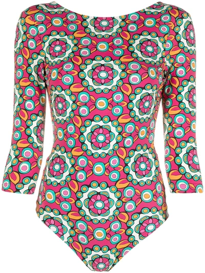 La Doublej Women's Printed Jersey Bodysuit In Kaleidoscope Fuxia