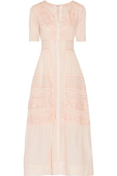 Loveshackfancy Della Pointelle-trimmed Embroidered Cotton Maxi Dress In Pastel Pink