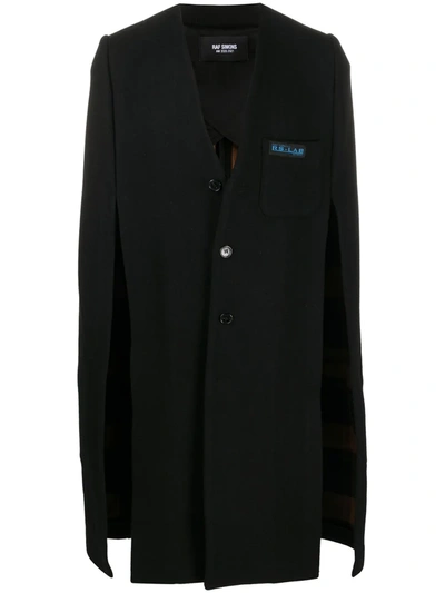 Raf Simons Black Labo Cape Coat In Black Brown