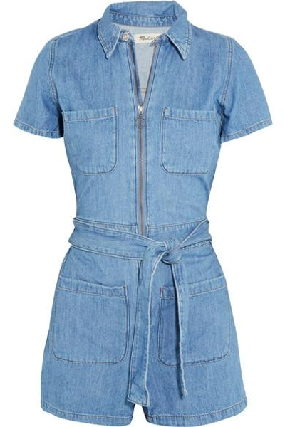 Madewell Cotton And Linen-blend Playsuit In Blue