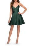 La Femme Fit & Flare Minidress In Emerald