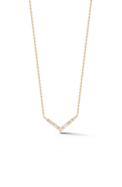 Dana Rebecca Designs Sadie Pearl Mini V-shape Necklace In Yellow Gold