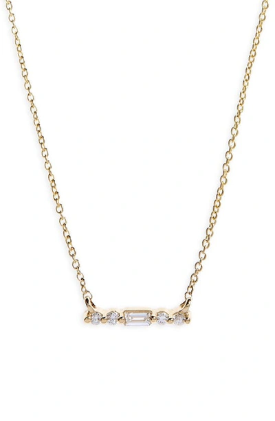 Dana Rebecca Designs Sadie Pearl Diamond Bar Necklace In Yellow Gold
