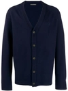 Acne Studios Face Patch V-neck Cardigan In Navy Blue