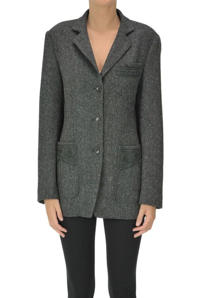 Etro Herringbone Blazer In Grey